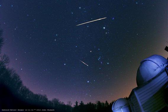 Photo of Geminid meteors by John Chumack
