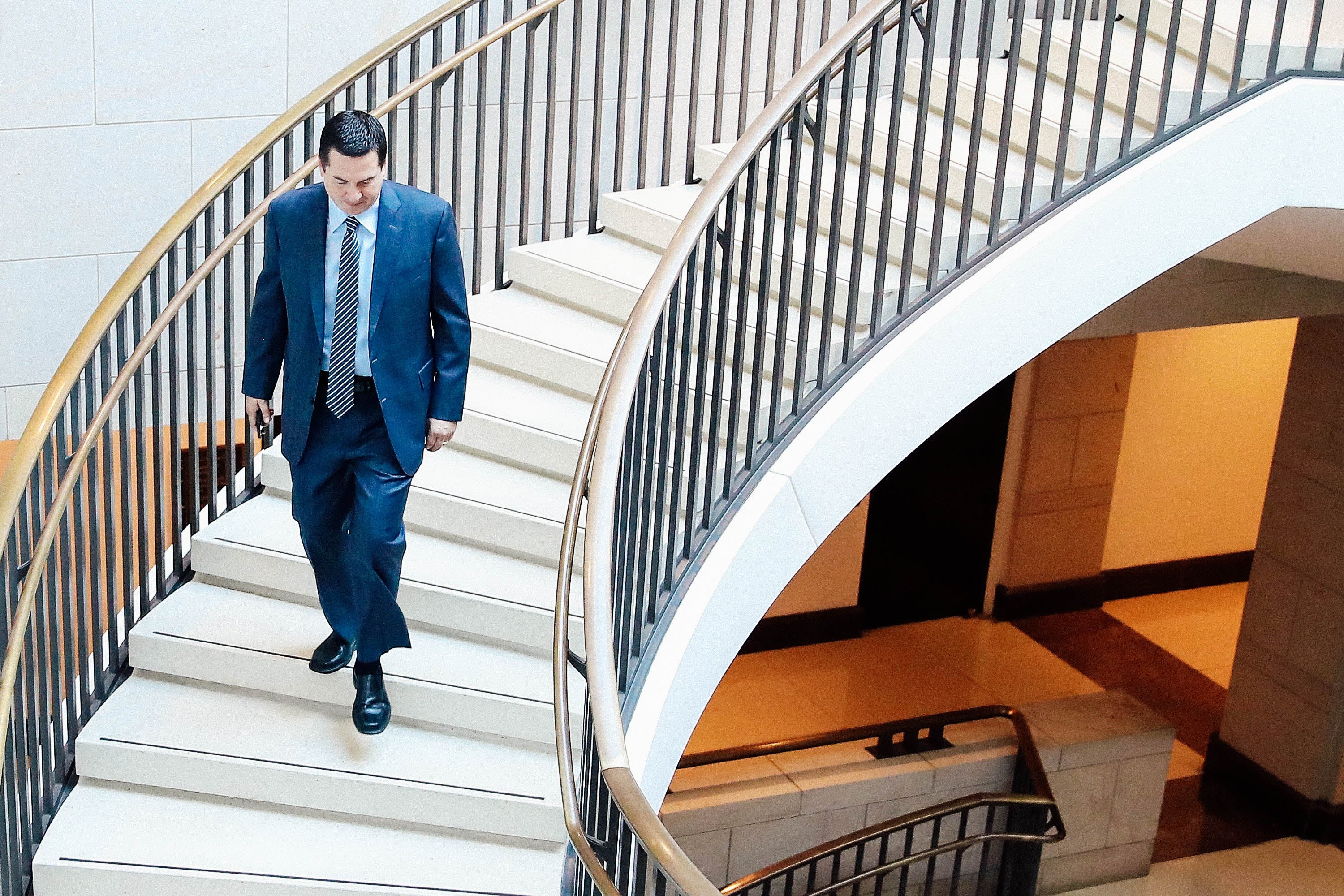 House Intelligence Committee Chairman Devin Nunes walks to a closed-door committee hearing at the U.S. Capitol on Feb. 27 in Washington.
