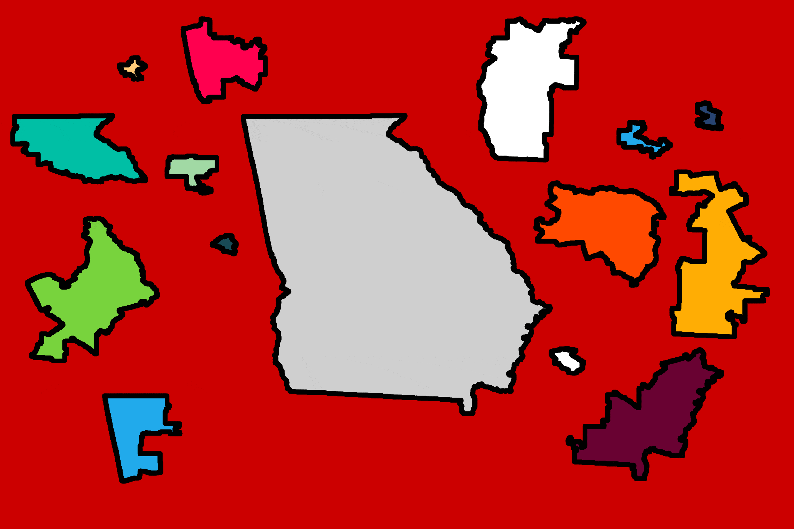 Puzzle pieces fit into a map of Georgia.