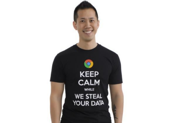 Keep calm while we steal your data t-shirt