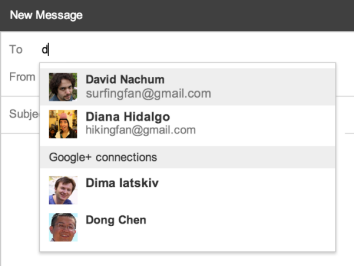 Gmail suggests Google+ contacts
