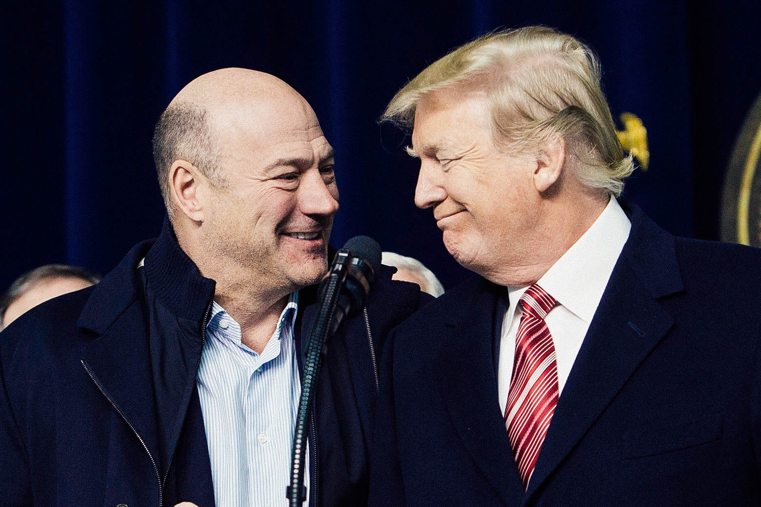 Gary Cohn and Donald Trump affirm their support for each other at Camp David on Jan. 6, 2018 in Thurmont, Maryland.