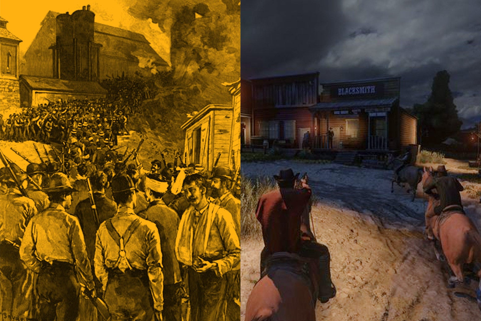 Diptych of real Pinkerton agents and the ones in Red Dead Redemption
