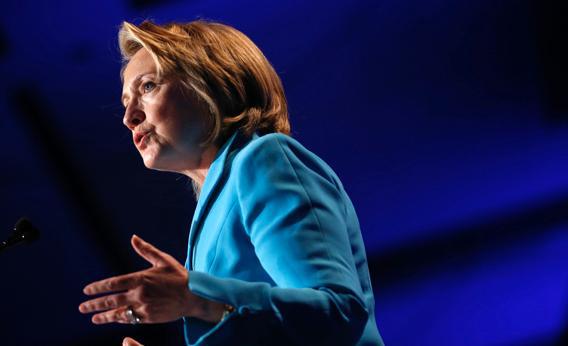 Former U.S. Secretary of State Hillary Clinton speaks at the Clinton Global Initiative America.