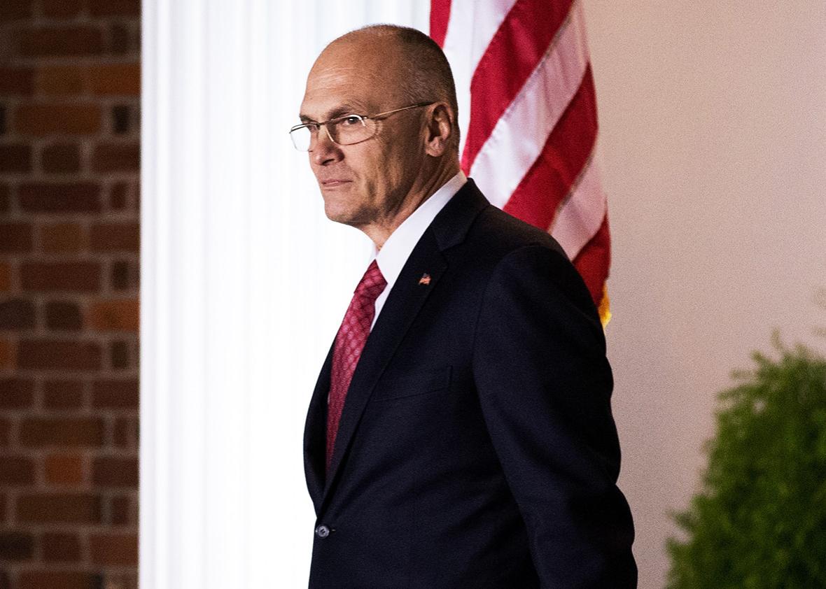 Andrew Puzder, chief executive of CKE Restaurants, exits after his meeting with president-elect Donald Trump at Trump International Golf Club, November 19, 2016 in Bedminster Township, New Jersey. 