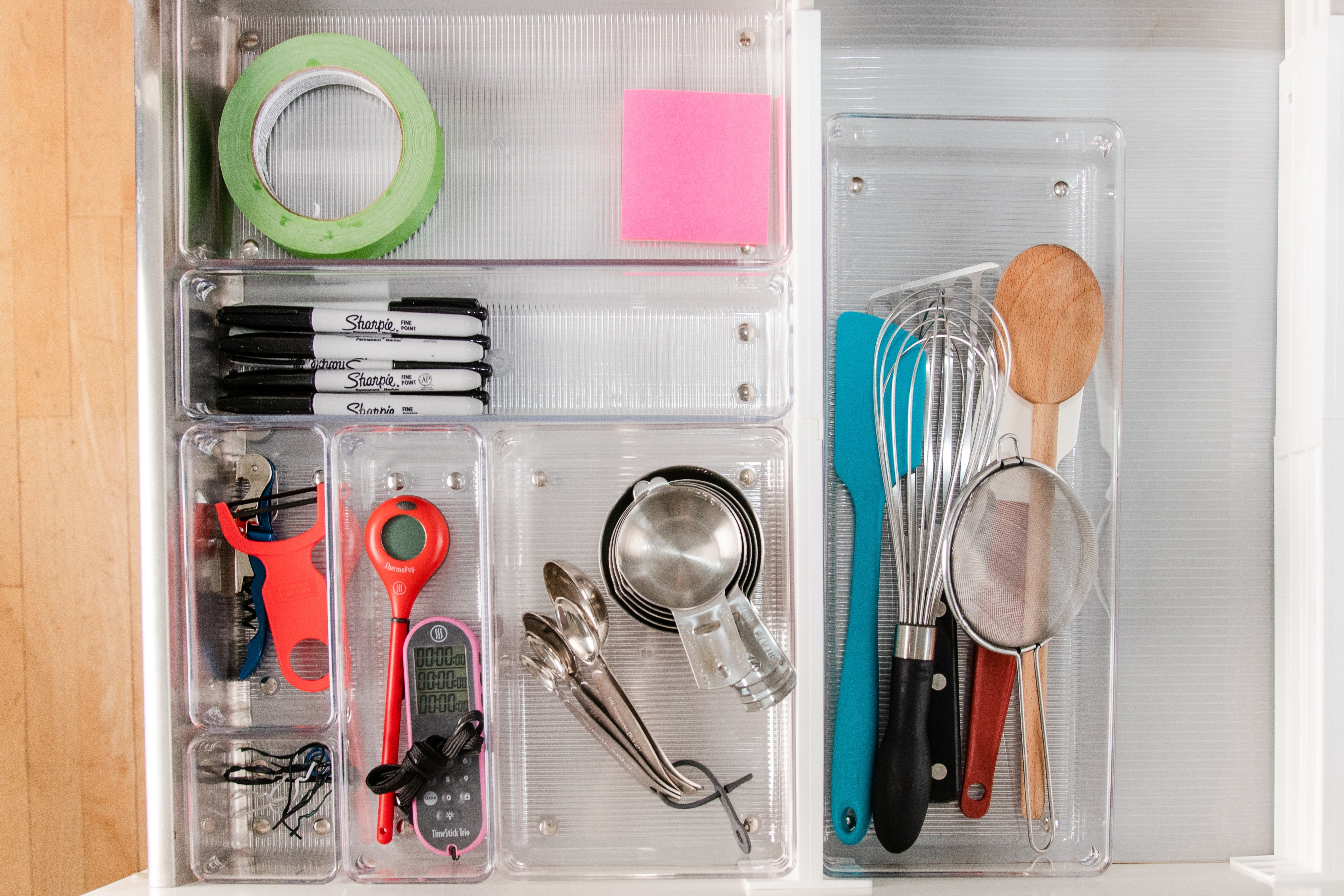 Assorted kitchen tools in the InterDesign organizer