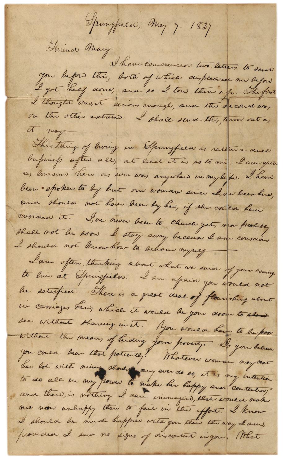 Abraham Lincoln&#39;s letter to Mary Owens: breaking off an engagement that wasn&#39;t