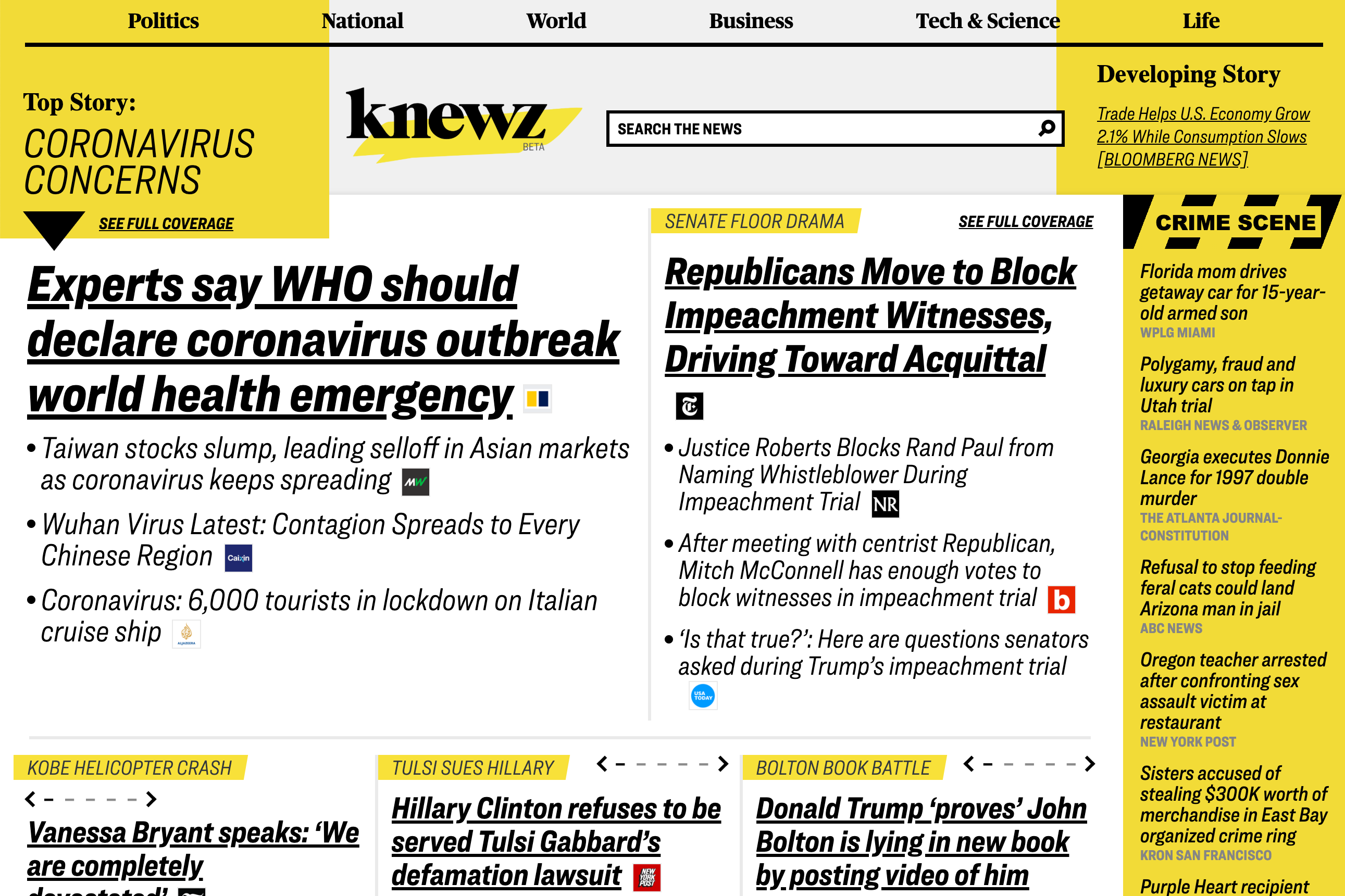 The homepage of Knewz.com