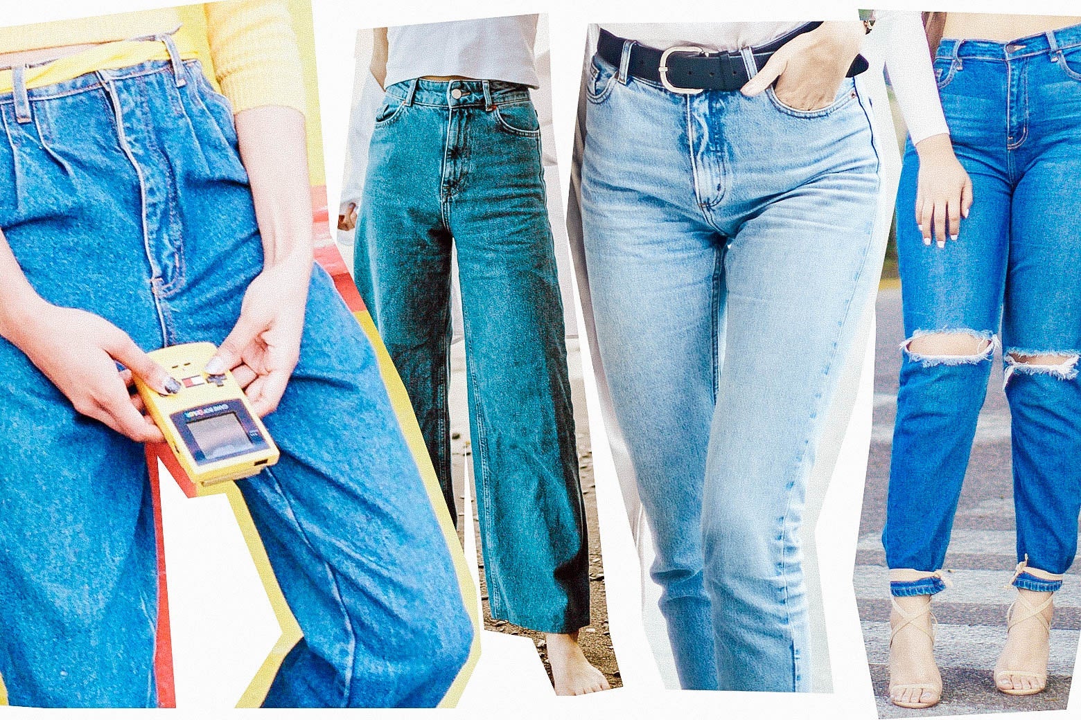 Four different styles of jeans