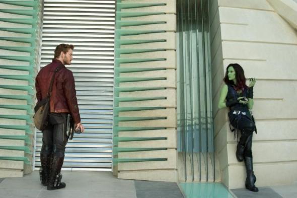 Chris Pratt and Zoe Saldana in Guardians of the Galaxy.