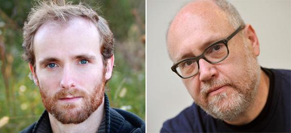 Author Ryan McIlvain, left and author Shawn Vestal, right.