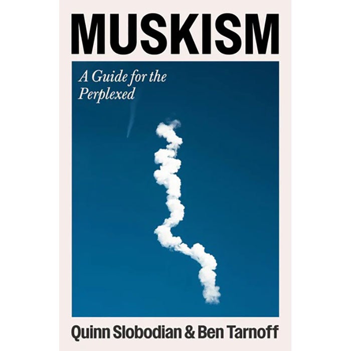 The cover for Muskism depicting an exploding ship in the air and a trail of smoke.