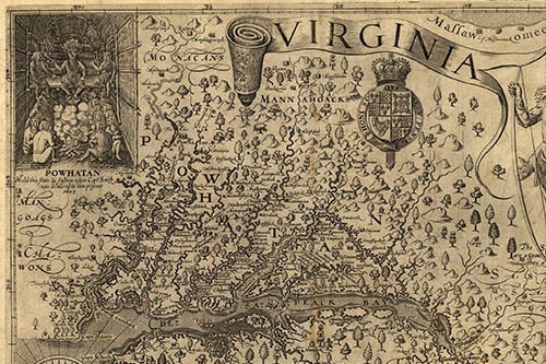 A 1624 map of Virginia.