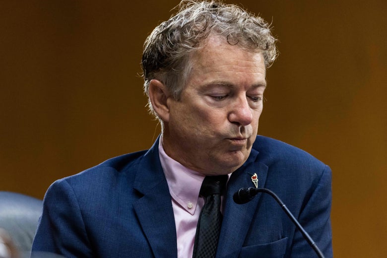 Sen. Rand Paul (R-KY) asks a question during a Senate Health, Education, Labor and Pensions Committee hearing on May 11, 2021 at the U.S. Capitol in Washington, D.C.