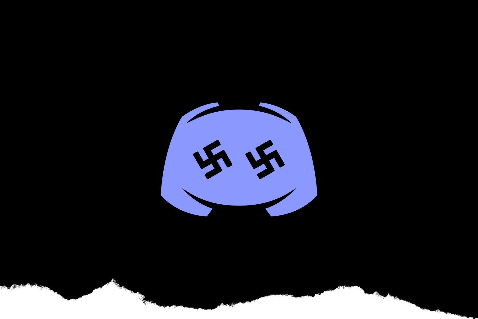 Discord logo with swastikas instead of eyes.