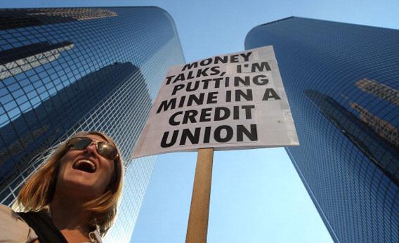 Protester Molly Hawkey, who moved her money from a bank to a credit union this week as part of the 99% movement.