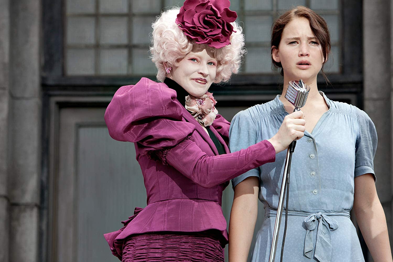 Effie Trinket and Katniss Everdeen.