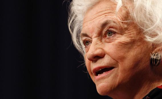 Retired U.S. Supreme Court justice Sandra Day O'Connor delivers the keynote speech during a conference at the Georgetown University Law Center in Washington January 26, 2010.