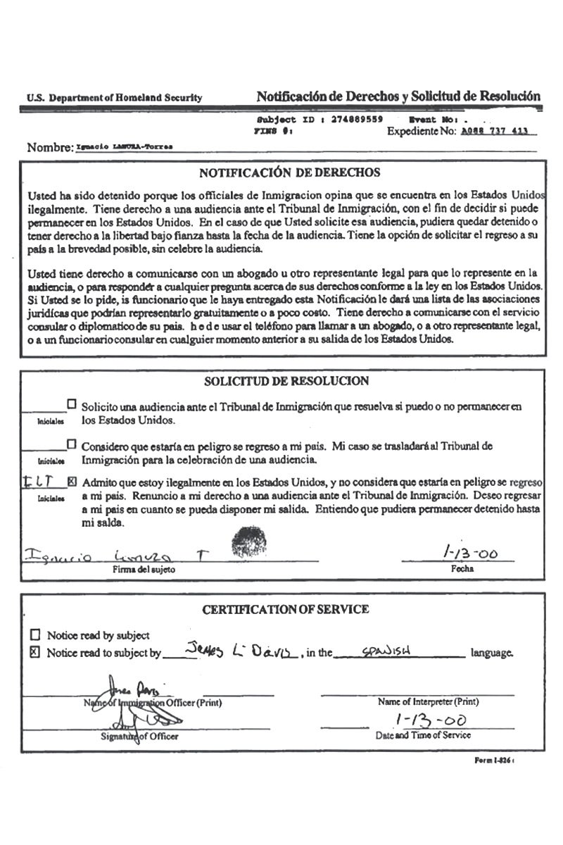 The document forged by ICE attorney Jonathan Love.
