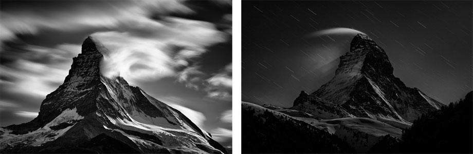 Left: Matterhorn, Eastern Clouds, 2012 Right: Matterhorn Night Clouds 1