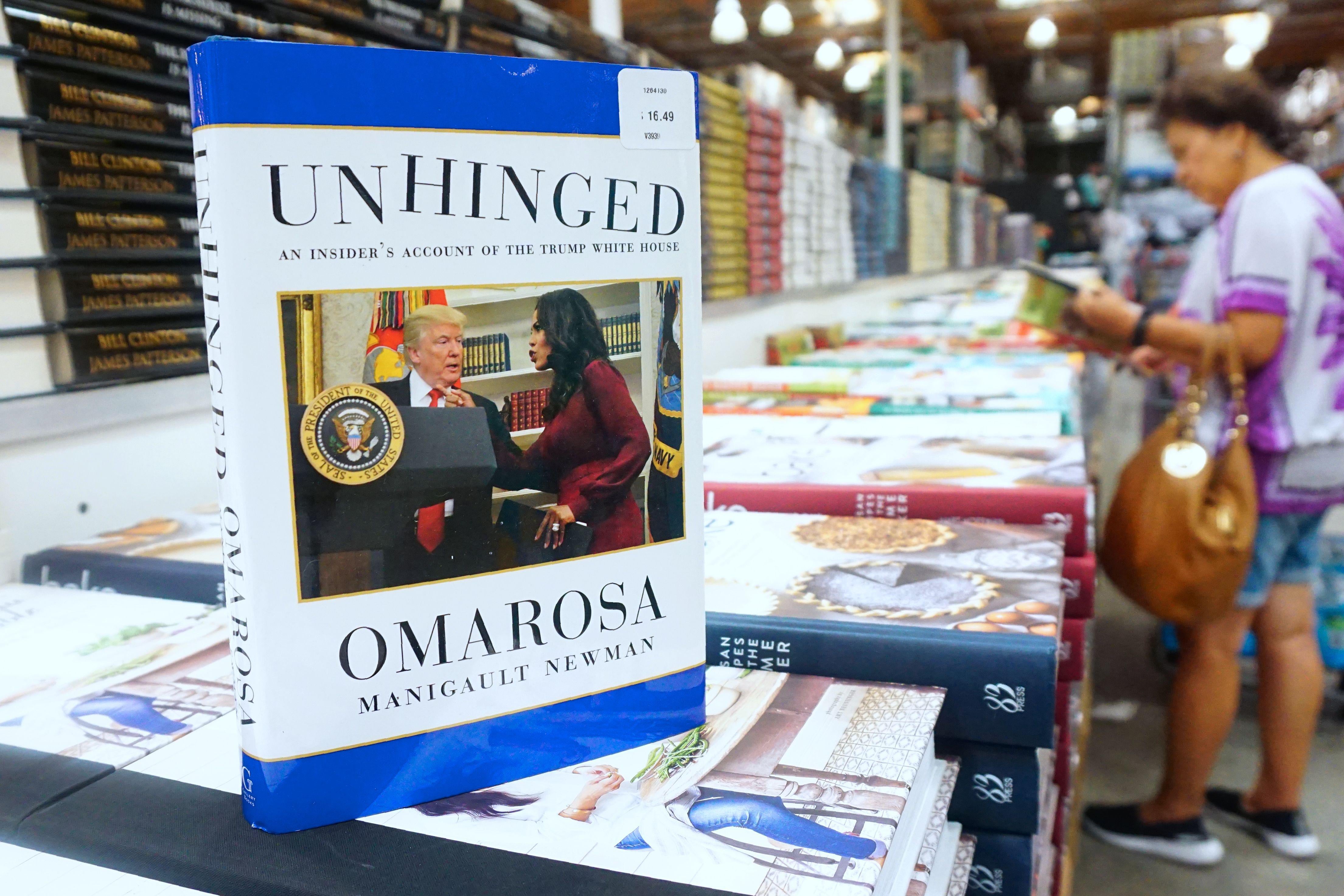 Omarosa Manigualt-Newman’s newly released book is displayed and for sale in Alhambra, California on Aug. 4.