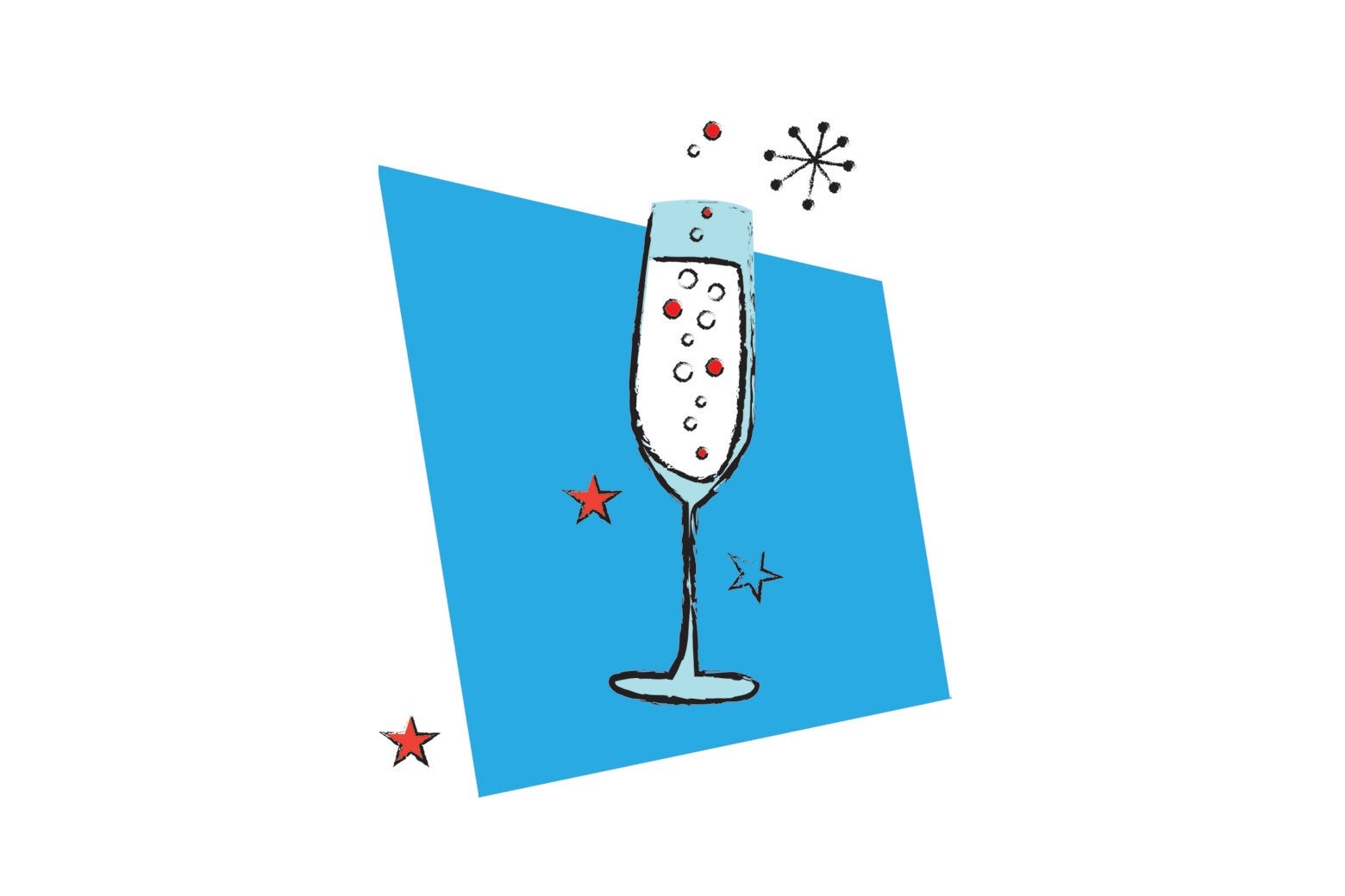 Illustration of a cocktail in a champagne glass.