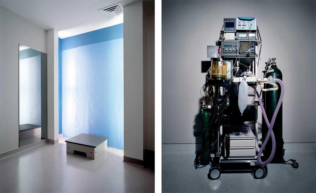 Left: Blue Before and After Room. Right: Green Anesthesia Machine