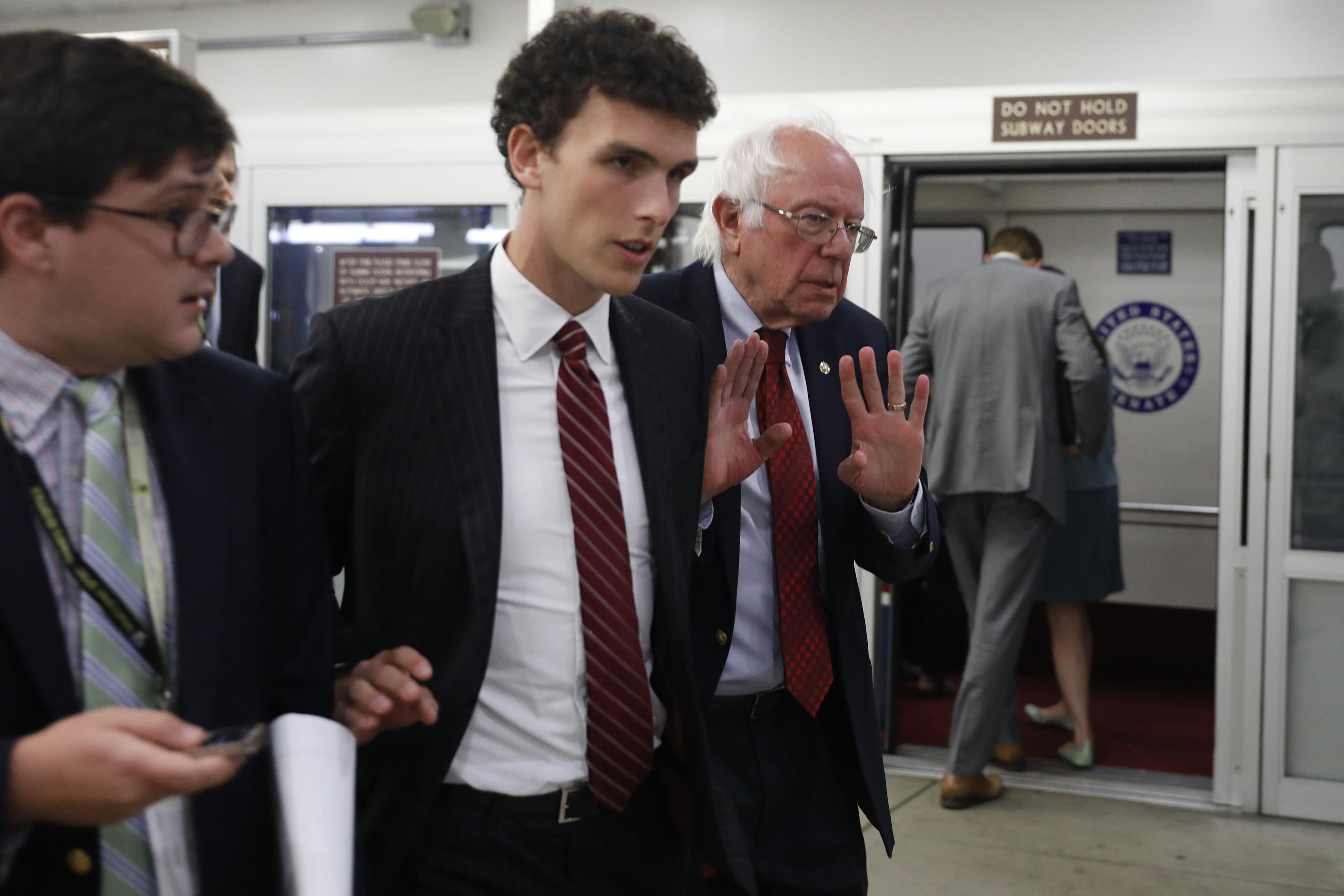 WASHINGTON, DC - SEPTEMBER 12:  U.S. Sen. Bernie Sanders (I-VT) declines to speak with a reporter ahead of the Democratic Party luncheon on Capitol Hill September 12, 2017 in Washington, DC. Sanders is expected to introduce a single payer health care bill this week .(Photo by Aaron P. Bernstein/Getty Images)