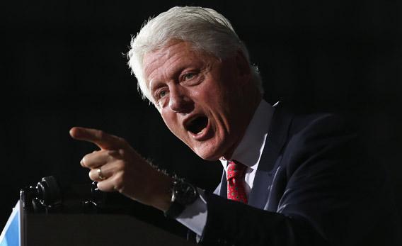 Bill Clinton speaks during a campaign rally on Wednesday in Youngstown, Ohio. 