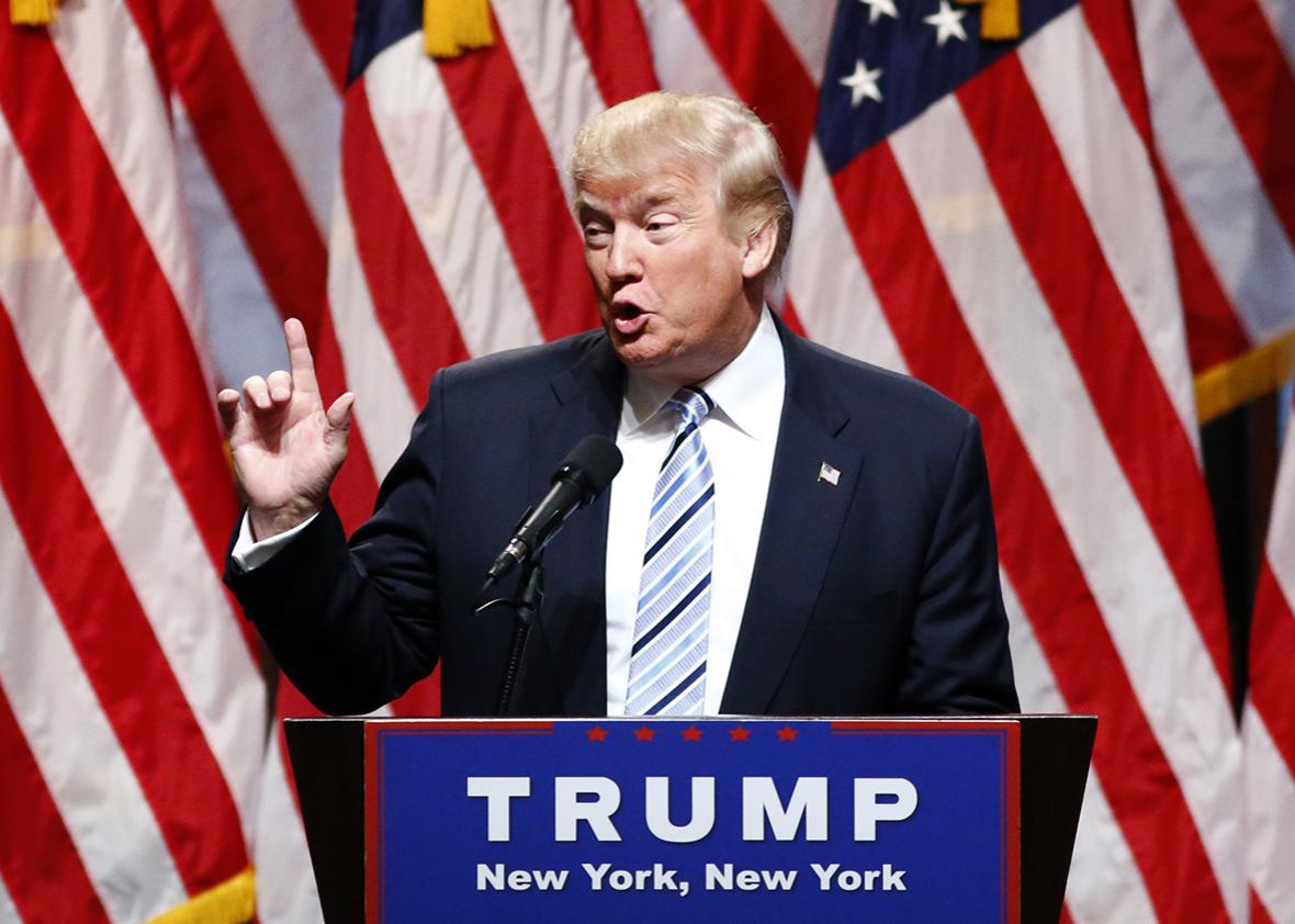 US Republican presidential nominee Donald Trump speaks in New York on July 16, 2016, during a press conference. 
