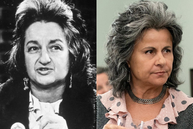 Side-by-side photos of Betty Friedan and Tracey Ullman as Friedan
