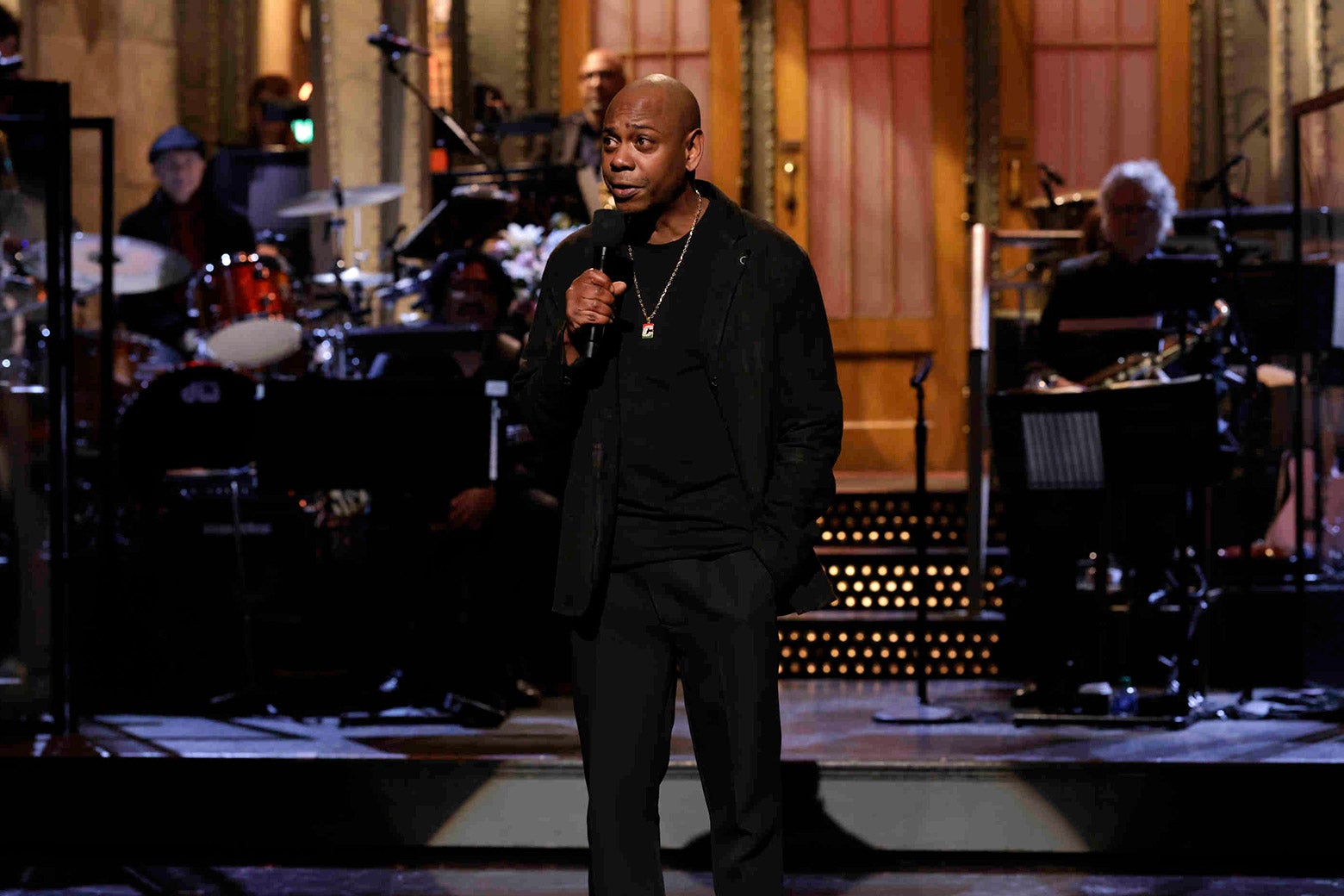Dave Chappelle addresses the crowd on SNL.