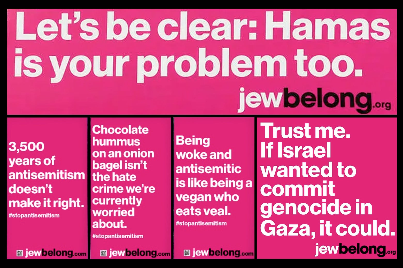 JewBelong’s billboards about Hamas, Israel, and antisemitism exclude a lot of Jews. Ironic!