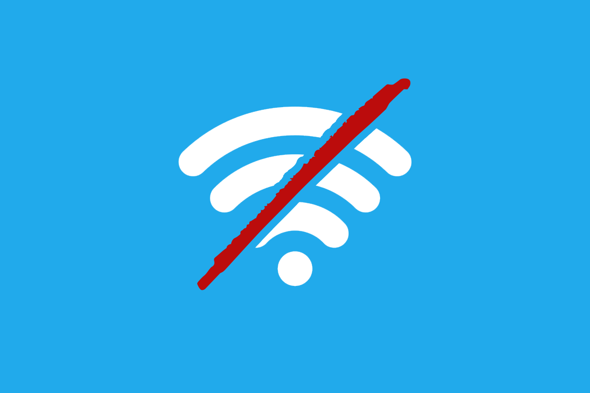 A Wi-Fi icon with a big red slash through it.