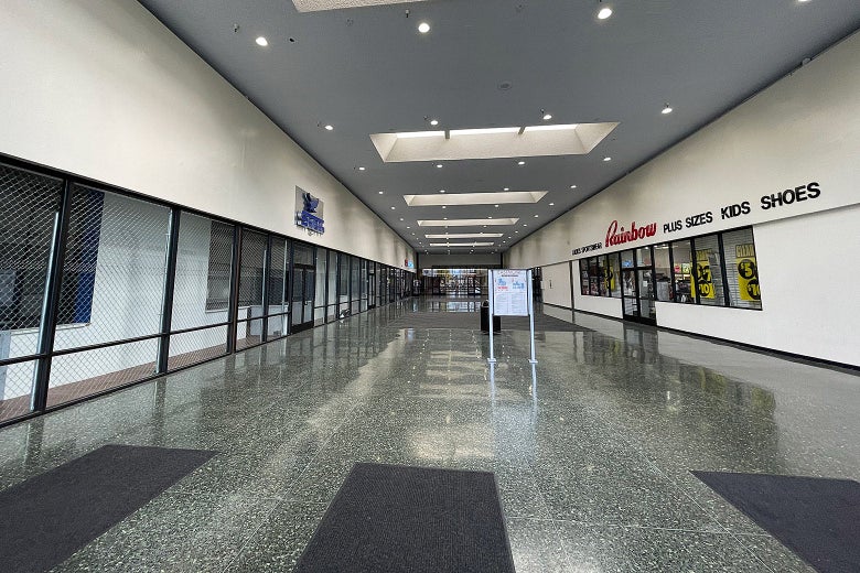 An empty corridor in the Eastmont Town Center.