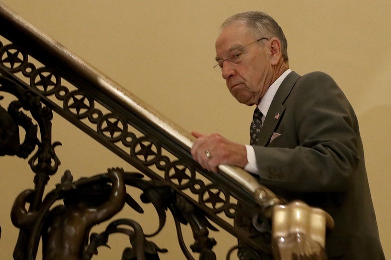 Sen. Chuck Grassley, Republican chairman of the Senate Judiciary Committee, leaves a meeting at the U.S. Capitol on Nov. 9.