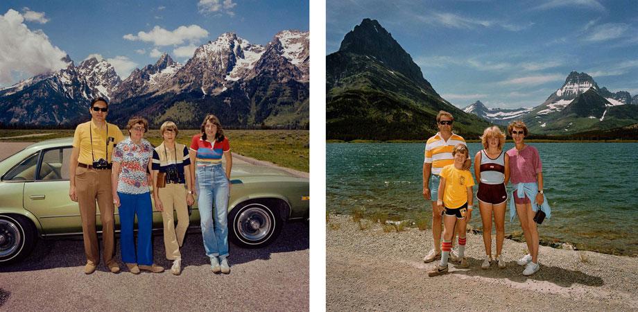 Family at Grand Tetons National Park, Wy. 1980 (l) Family at Many Glacier National Park, MT, 1981