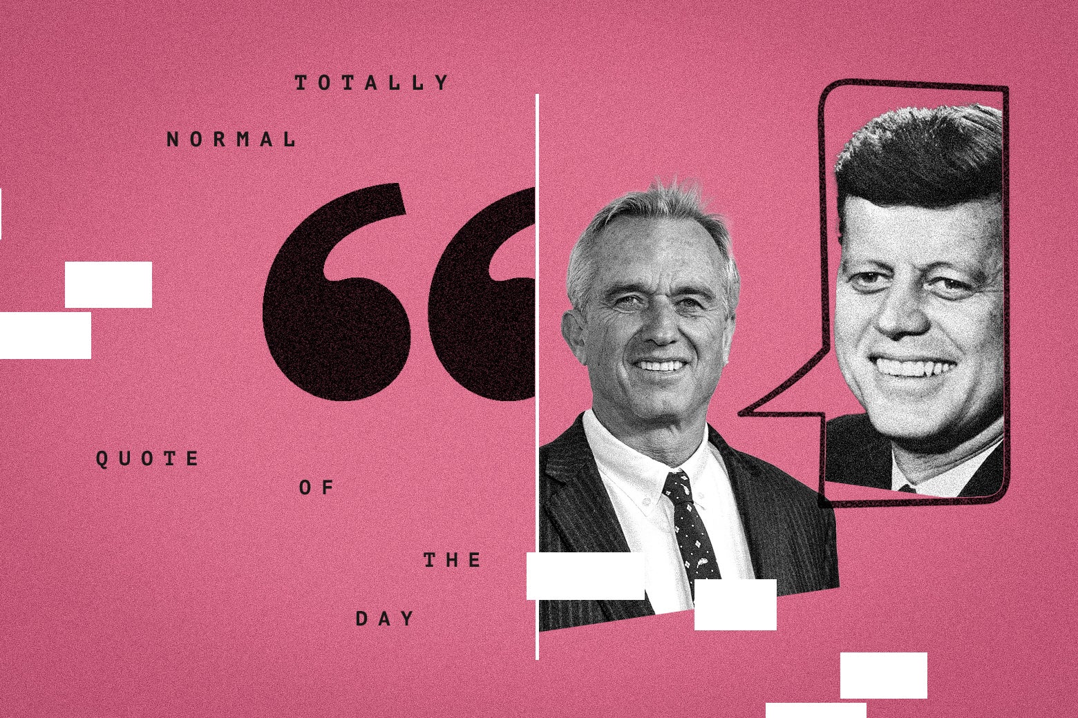 RFK Jr. smiling, with a speech bubble coming from his headshot, a smiling JFK inside the bubble.