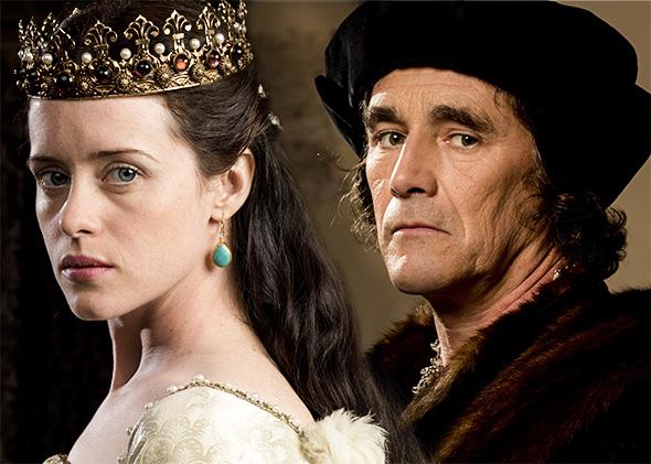 Claire Foy as Anne Boleyn and Mark Rylance as Thomas Cromwell in Wolf Hall.