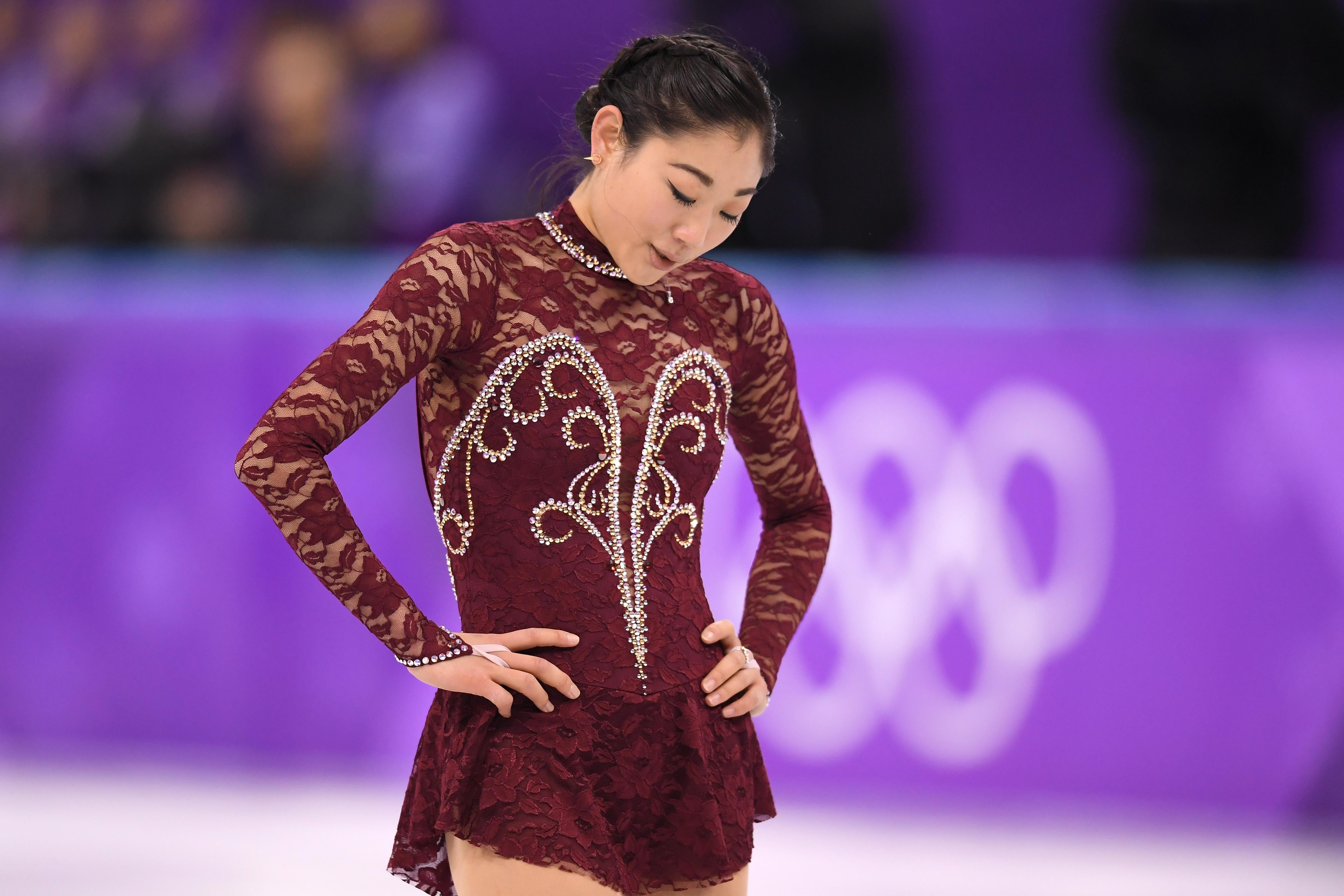 GANGNEUNG, SOUTH KOREA - FEBRUARY 21:  Mirai Nagasu of the United States competes during the Ladies Single Skating Short Program on day twelve of the PyeongChang 2018 Winter Olympic Games at Gangneung Ice Arena on February 21, 2018 in Gangneung, South Korea.  (Photo by Harry How/Getty Images)