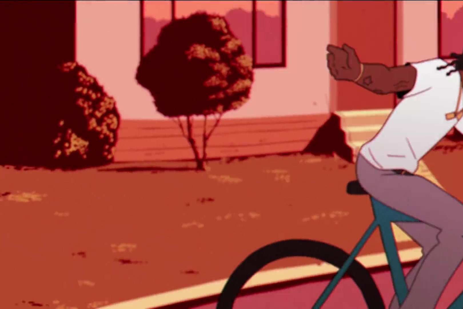 An animated version of Future biking away.