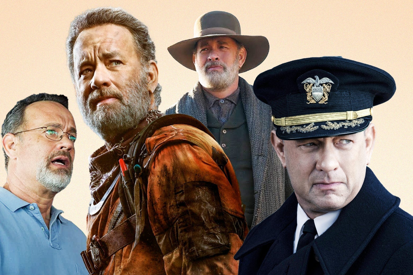 Tom Hanks in Captain Phillips, Finch, News of the World, and Greyhound.
