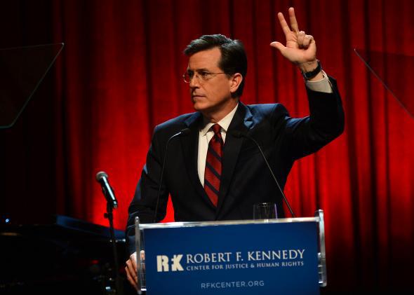 Stephen Colbert speaks onstage at Robert F. Kennedy Center For Justice And Human Rights 2013 Ripple Of Hope Awards Dinner at New York Hilton Midtown on December 11, 2013 in New York City. 