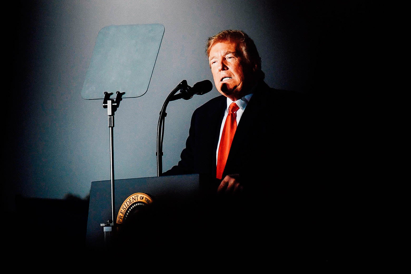 Donald Trump speaks during an election rally.