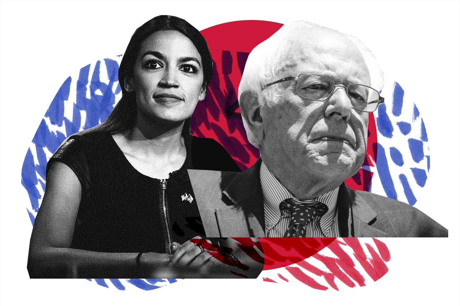 Alexandria Ocasio-Cortez and Bernie Sanders.