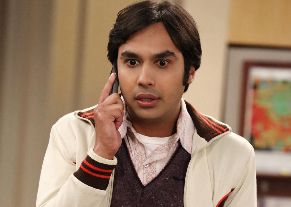 Kunal Nayyar as Raj on The Big Bang Theory.