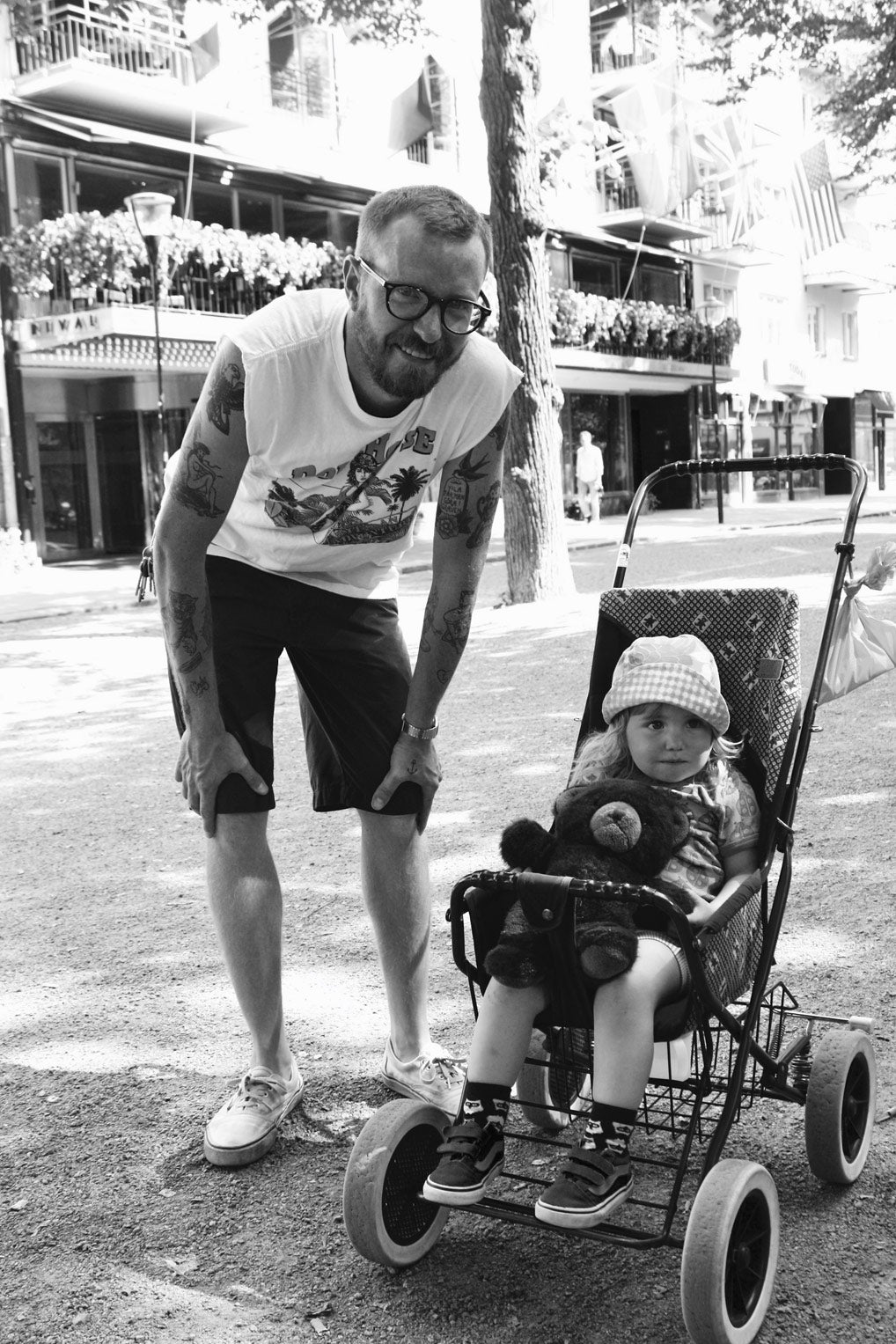 Stockholm is teeming with parks, playgrounds, and other green spaces for families. I met this father and his daughter while they crossed through the city park Mariatorget on the island of Södermalm.
