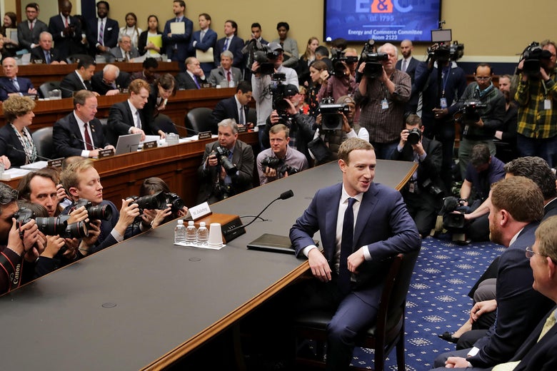 Mark Zuckerberg prepares to testify before the House Energy and Commerce Committee in the Rayburn House Office Building.