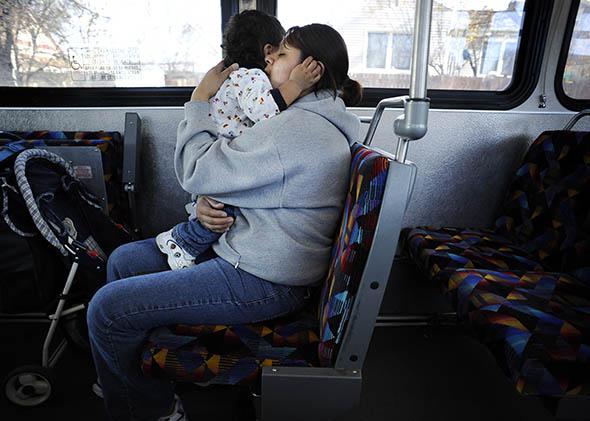 riding the bus home from The Gathering Place in Denver, CO.