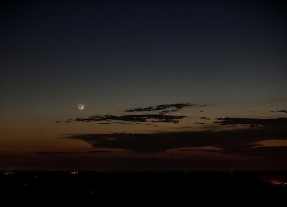 night sky stars and moon real